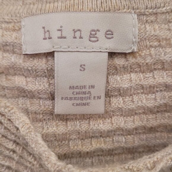 HINGE Cream Mock Neck Cotton Blend Ruffled Pullover Sweater Sz Small - Picture 5 of 5